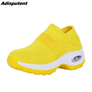 Adisputent New 2019 Summer Women Sneakers Fashion Breathable Mesh Casual Shoes Platform Sneakers For Women Black Sock Sneakers