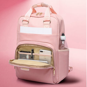 Litthing Waterproof Pink Laptop Backpack Female Fashion Girl Backpack 13-15.6 Inch Backpack Women Men Oxford Cloth Black Pink