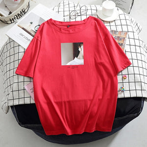 Hirsionsan Printed T Shirt Women Summer Hot O Neck Tshirts Korean Aesthetic Cotton Tees for Ladies Ins Comfortable Female Tops