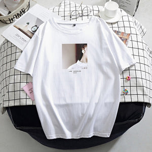 Hirsionsan Printed T Shirt Women Summer Hot O Neck Tshirts Korean Aesthetic Cotton Tees for Ladies Ins Comfortable Female Tops