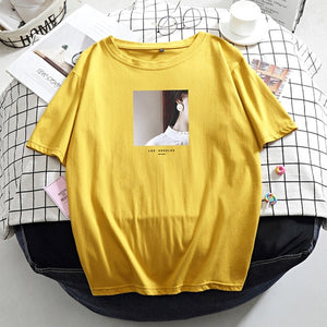 Hirsionsan Printed T Shirt Women Summer Hot O Neck Tshirts Korean Aesthetic Cotton Tees for Ladies Ins Comfortable Female Tops