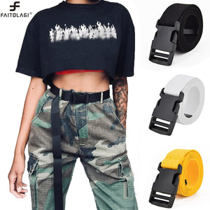 Plastic Buckle Canvas Long Belt for Women Black Red White Female Waist Belt Strap Girls Jeans Pants Waistband ceinture femme