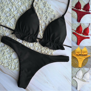 Brand Sexy Swimwear Women Sport Bra Bikini 2019 Summer Outfit Set Push-up Padded Bra Swimwear Swimsuit Triangle Bather Suit