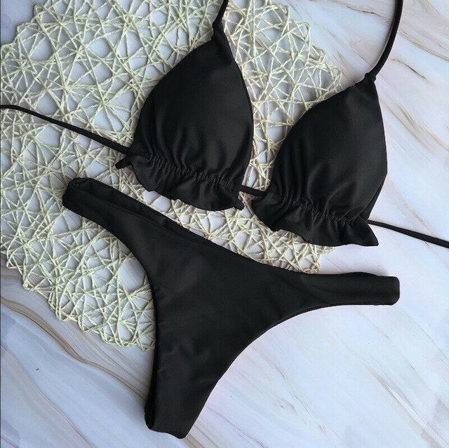 Brand Sexy Swimwear Women Sport Bra Bikini 2019 Summer Outfit Set Push-up Padded Bra Swimwear Swimsuit Triangle Bather Suit