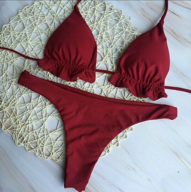 Brand Sexy Swimwear Women Sport Bra Bikini 2019 Summer Outfit Set Push-up Padded Bra Swimwear Swimsuit Triangle Bather Suit