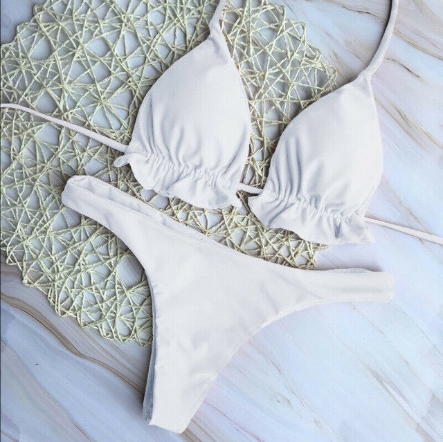 Brand Sexy Swimwear Women Sport Bra Bikini 2019 Summer Outfit Set Push-up Padded Bra Swimwear Swimsuit Triangle Bather Suit