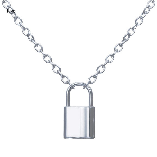 Punk Chain with Lock Necklace for Women Men Padlock Pendant Necklace 2020 Statement Gothic Cool Collier Femme Fashion Jewelry