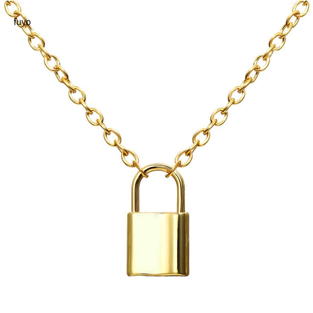 Punk Chain with Lock Necklace for Women Men Padlock Pendant Necklace 2020 Statement Gothic Cool Collier Femme Fashion Jewelry