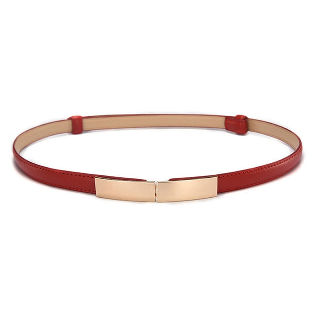 Elastic Women Belts Strap Thin Skinny Ladies Dress Waist Belt Leather Gold Buckle Female Red Belts ceinture femme pasek damski