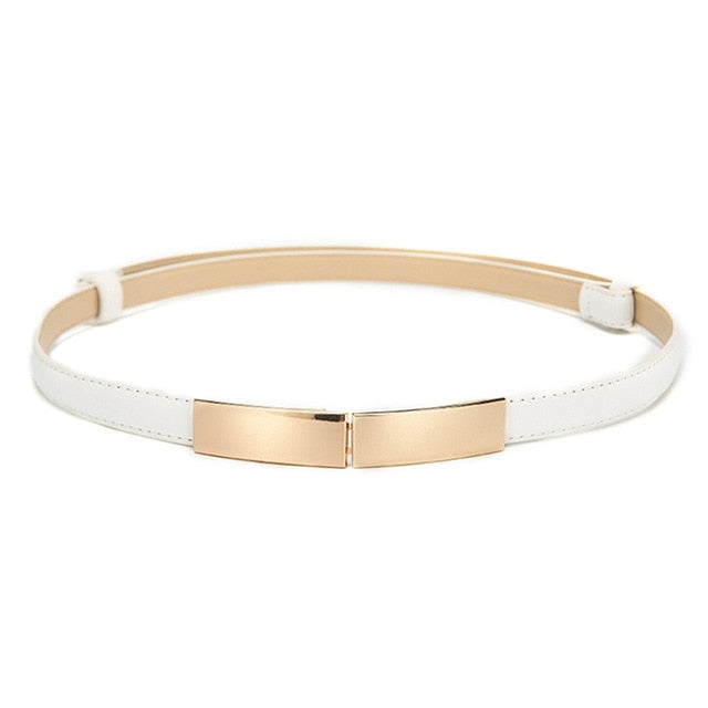Elastic Women Belts Strap Thin Skinny Ladies Dress Waist Belt Leather Gold Buckle Female Red Belts ceinture femme pasek damski