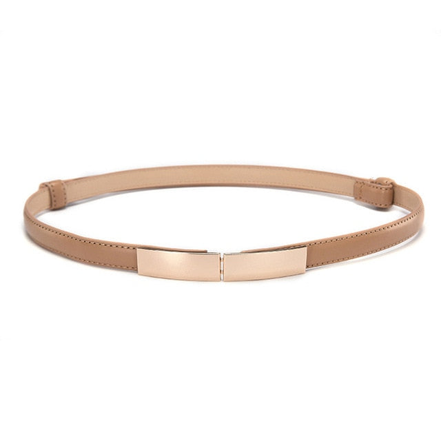 Elastic Women Belts Strap Thin Skinny Ladies Dress Waist Belt Leather Gold Buckle Female Red Belts ceinture femme pasek damski