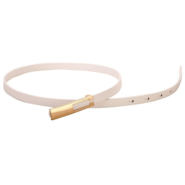 Elastic Women Belts Strap Thin Skinny Ladies Dress Waist Belt Leather Gold Buckle Female Red Belts ceinture femme pasek damski