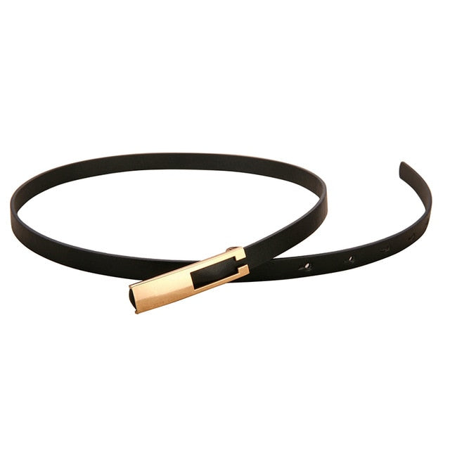 Elastic Women Belts Strap Thin Skinny Ladies Dress Waist Belt Leather Gold Buckle Female Red Belts ceinture femme pasek damski