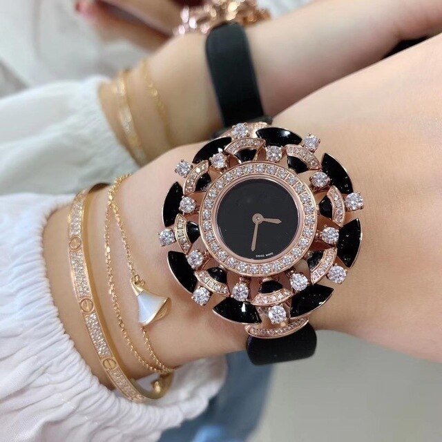 Star Studded Pearl And Fritillaria Bv Inlay Technology Color Gem Rose Gold Watch Fashion Trend Female Quartz Watch
