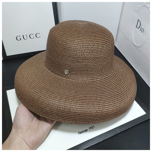 2020 Fashion New Elegant Jazz Hats For Women White Sun Hat Men Formal Blue Summer Beach Cap Letter M Fedora Straw Hat
