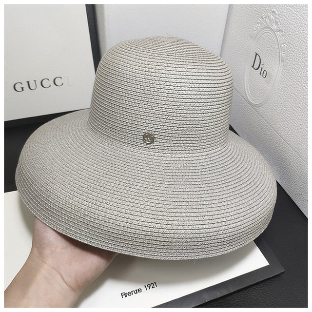 2020 Fashion New Elegant Jazz Hats For Women White Sun Hat Men Formal Blue Summer Beach Cap Letter M Fedora Straw Hat