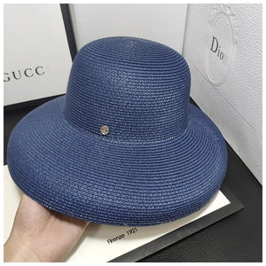2020 Fashion New Elegant Jazz Hats For Women White Sun Hat Men Formal Blue Summer Beach Cap Letter M Fedora Straw Hat