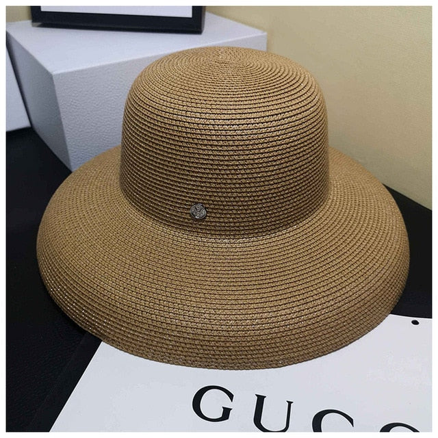 2020 Fashion New Elegant Jazz Hats For Women White Sun Hat Men Formal Blue Summer Beach Cap Letter M Fedora Straw Hat