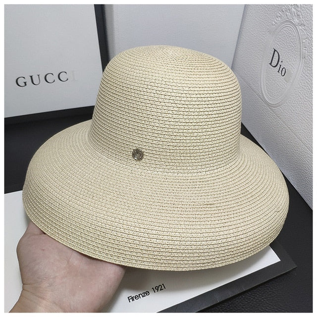 2020 Fashion New Elegant Jazz Hats For Women White Sun Hat Men Formal Blue Summer Beach Cap Letter M Fedora Straw Hat