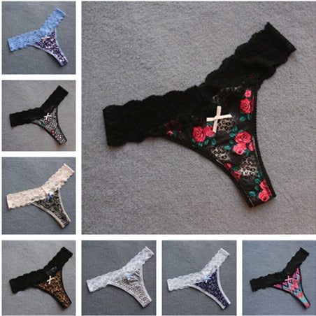 Voplidia Summer Panties Underwear Women Plus Size Bow Sexy Lingerie Panty Thongs and G String Tanga T-back Seamless String PM003
