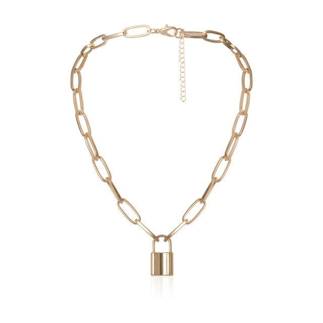 Ingemark Multi Layer Lover Lock Pendant Choker Necklace Steampunk Padlock Heart Chain Necklace Collier Best Couple Jewelry Gift
