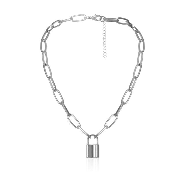 Ingemark Multi Layer Lover Lock Pendant Choker Necklace Steampunk Padlock Heart Chain Necklace Collier Best Couple Jewelry Gift