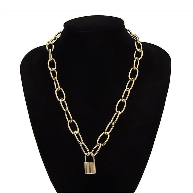 Ingemark Multi Layer Lover Lock Pendant Choker Necklace Steampunk Padlock Heart Chain Necklace Collier Best Couple Jewelry Gift