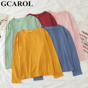GCAROL Spring Fall Oversize Women T-shirt Candy Streetwear Casual Shirt  Perfect Basics Tops Render Unlined Upper Garment