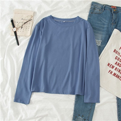 GCAROL Spring Fall Oversize Women T-shirt Candy Streetwear Casual Shirt  Perfect Basics Tops Render Unlined Upper Garment
