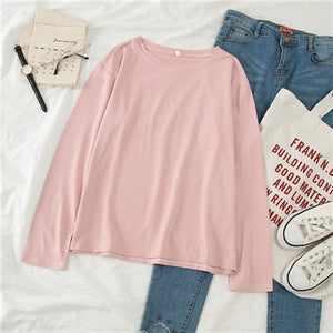 GCAROL Spring Fall Oversize Women T-shirt Candy Streetwear Casual Shirt  Perfect Basics Tops Render Unlined Upper Garment