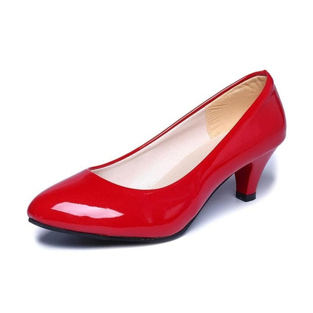 2020  Women Shoes Mary Jane Ladies Round Toe High Heels White Wedding Shoes Thick Heel Pumps Lady Shoes Black Pink Plus size