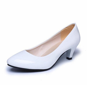 2020  Women Shoes Mary Jane Ladies Round Toe High Heels White Wedding Shoes Thick Heel Pumps Lady Shoes Black Pink Plus size