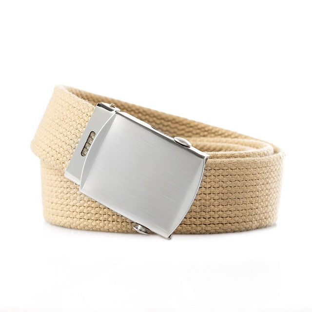 New Japan High Quality Canvas Belt Men And Women Jeans Belt Top Casual Luxury Strap 3 Colors 130cm Long Metal Buckle Belts