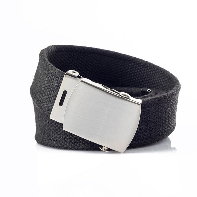 New Japan High Quality Canvas Belt Men And Women Jeans Belt Top Casual Luxury Strap 3 Colors 130cm Long Metal Buckle Belts