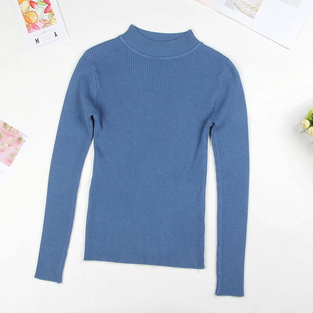 BEFORW 2019 New High Quality Fall Turtleneck Sweaters Women Solid Color Long Sleeve Sweaters Winter Knitted Casual Pullovers Top
