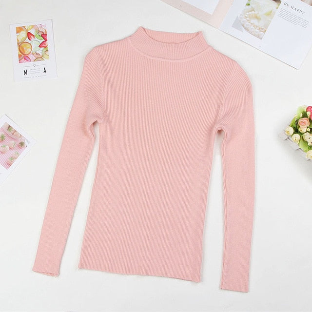 BEFORW 2019 New High Quality Fall Turtleneck Sweaters Women Solid Color Long Sleeve Sweaters Winter Knitted Casual Pullovers Top