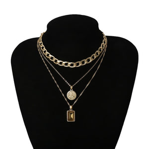 IngeSight.Z Punk Multi Layered Pearl Choker Necklace Collar Statement Virgin Mary Coin Crystal Pendant Necklace Women Jewelry