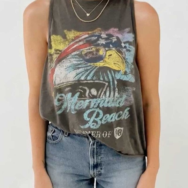 Boho inspired vintage rock and roll t shirts for women gray O-neck summer t shirt casual graphic tee women new women tops 2020