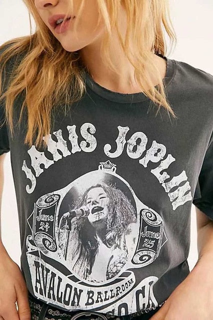 Boho inspired vintage rock and roll t shirts for women gray O-neck summer t shirt casual graphic tee women new women tops 2020