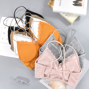 CHRLEISURE  Bralette Fitness Lace Thin Shoulder Strap Underwear Women Anti-light Shockproof Push Up Bra