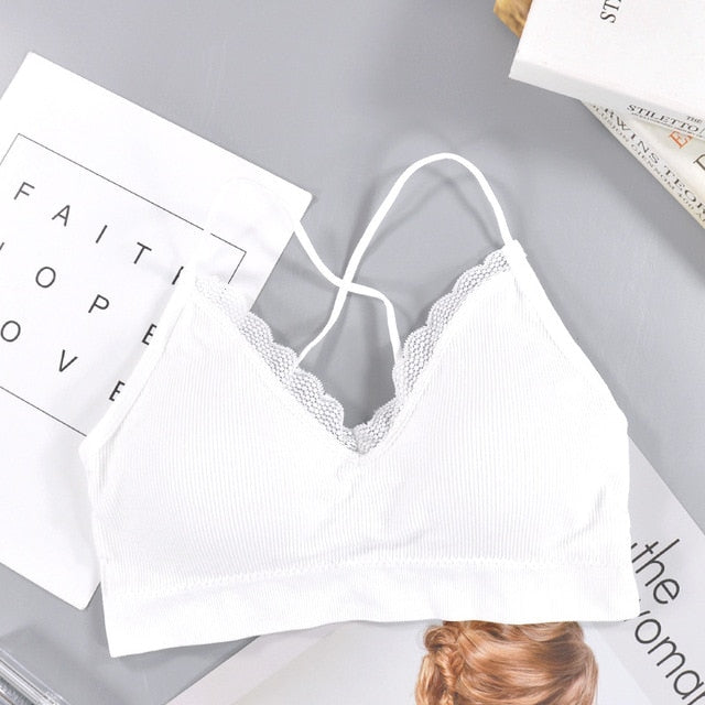 CHRLEISURE  Bralette Fitness Lace Thin Shoulder Strap Underwear Women Anti-light Shockproof Push Up Bra