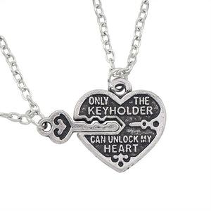 I Love You Best Friends Couple Necklace Jewelry Puzzle BFF Key Lock Tai Chi Heart Pendants Necklaces For Women Men Gift Collier