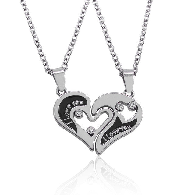 I Love You Best Friends Couple Necklace Jewelry Puzzle BFF Key Lock Tai Chi Heart Pendants Necklaces For Women Men Gift Collier