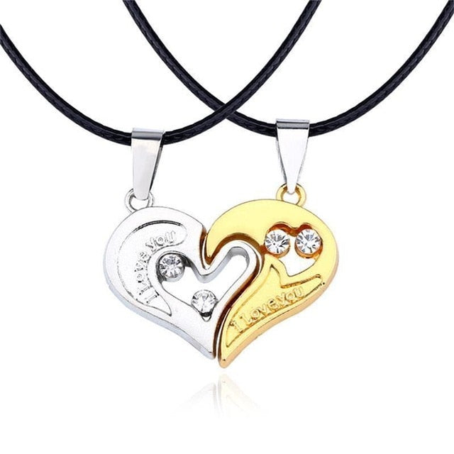 I Love You Best Friends Couple Necklace Jewelry Puzzle BFF Key Lock Tai Chi Heart Pendants Necklaces For Women Men Gift Collier