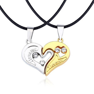 I Love You Best Friends Couple Necklace Jewelry Puzzle BFF Key Lock Tai Chi Heart Pendants Necklaces For Women Men Gift Collier