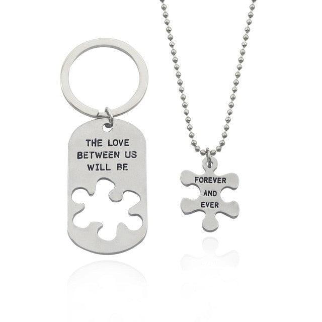 I Love You Best Friends Couple Necklace Jewelry Puzzle BFF Key Lock Tai Chi Heart Pendants Necklaces For Women Men Gift Collier