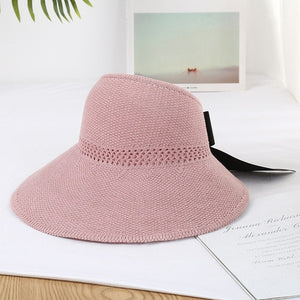 2020 Foldable Summer Beach Straw Hat for Women Brief Sun Hats Sunscreen Chapeu Feminino UV Protection Panama Hat with Bowknot