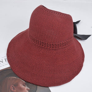 2020 Foldable Summer Beach Straw Hat for Women Brief Sun Hats Sunscreen Chapeu Feminino UV Protection Panama Hat with Bowknot
