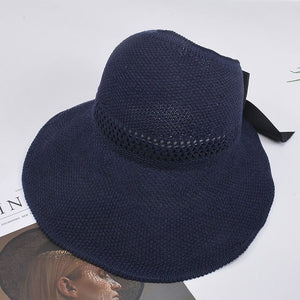 2020 Foldable Summer Beach Straw Hat for Women Brief Sun Hats Sunscreen Chapeu Feminino UV Protection Panama Hat with Bowknot