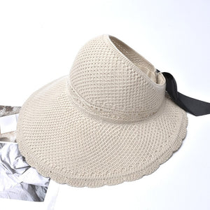 2020 Foldable Summer Beach Straw Hat for Women Brief Sun Hats Sunscreen Chapeu Feminino UV Protection Panama Hat with Bowknot